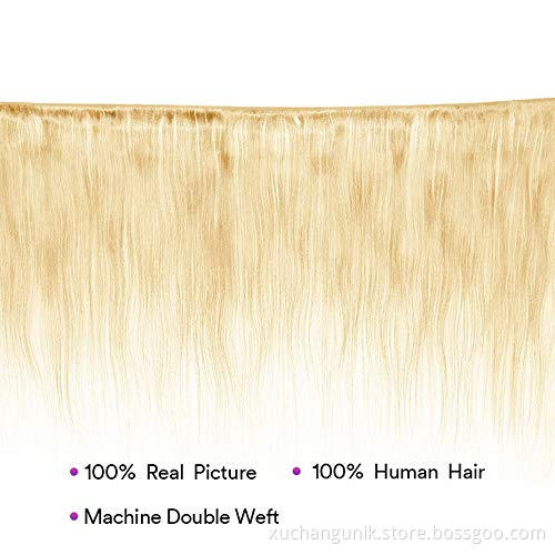 Uniky 613 Blonde Virgin Human Hair Bundles With Closure, 613 hair color blonde Bundles With Frontal wholesale